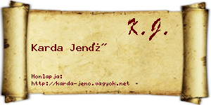 Karda Jenő névjegykártya